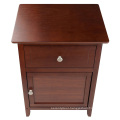 Antique Walnut Wood Night Stand Accent Table with Drawer and Cabinet for Storage